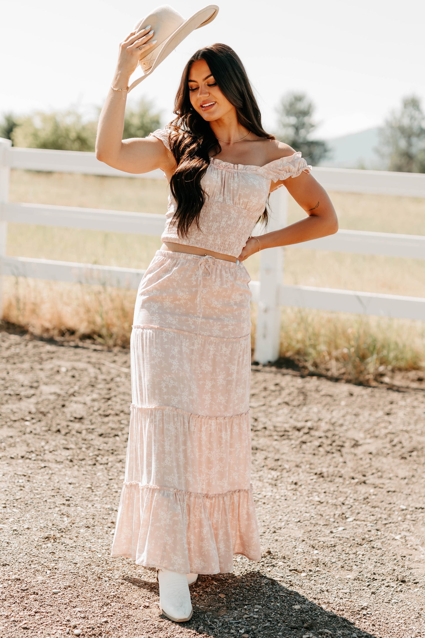Up The Hill Smocked Floral Tank Top (Pink)