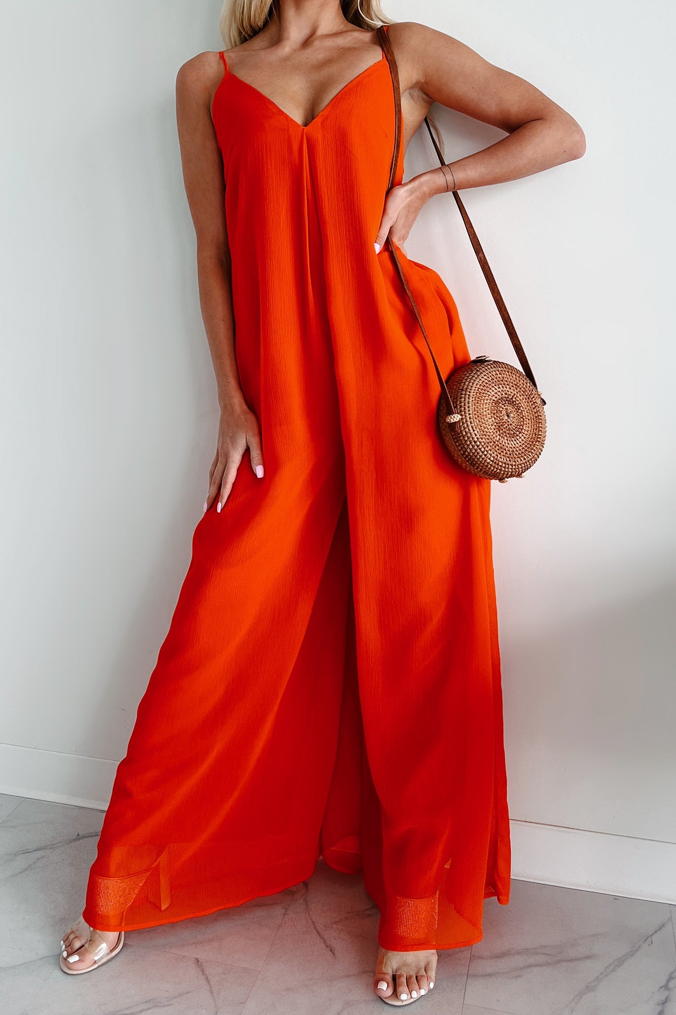 Take The Chance Wide Leg Jumpsuit (Red)