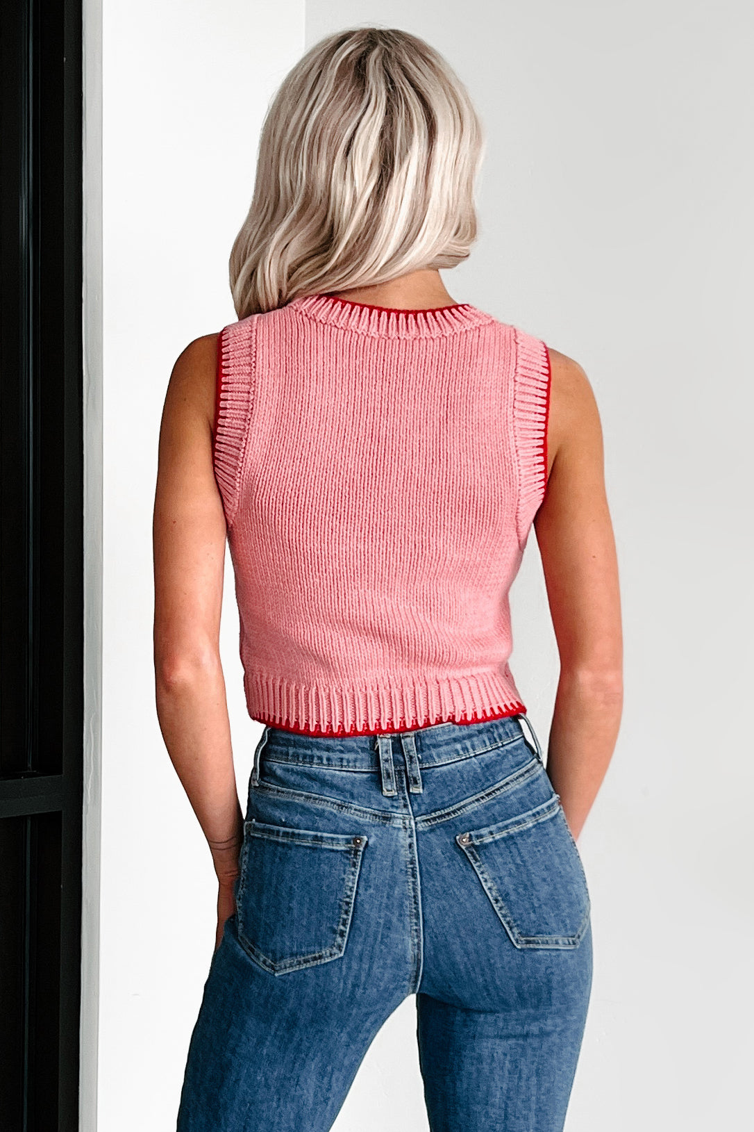 Sending You Hugs Sleeveless Knit Top (Blush/Red)