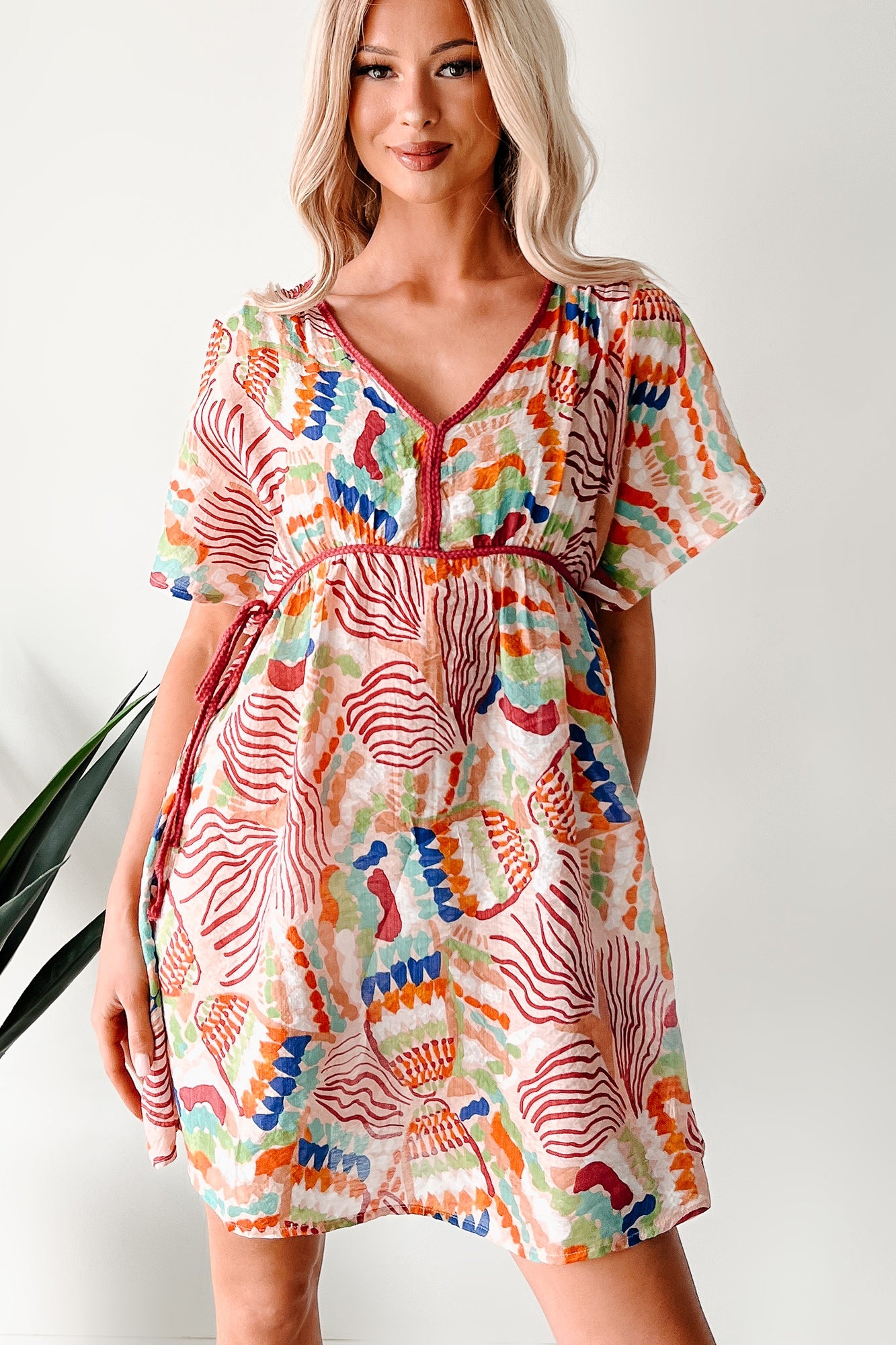 Wild Heart Printed Cover Up Mini Dress (Blush)