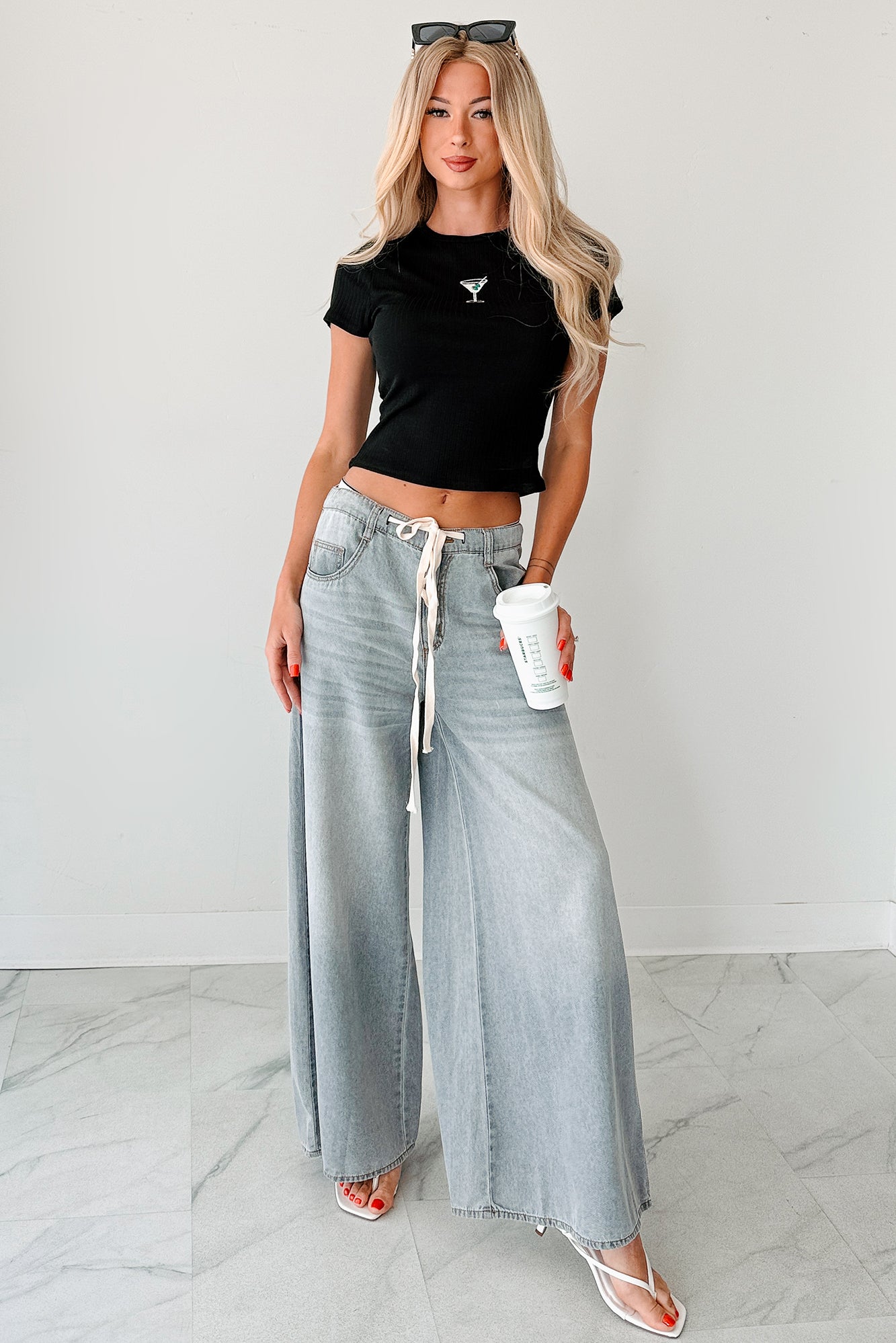Seen & Sassy Embroidered Martini Top (Black)