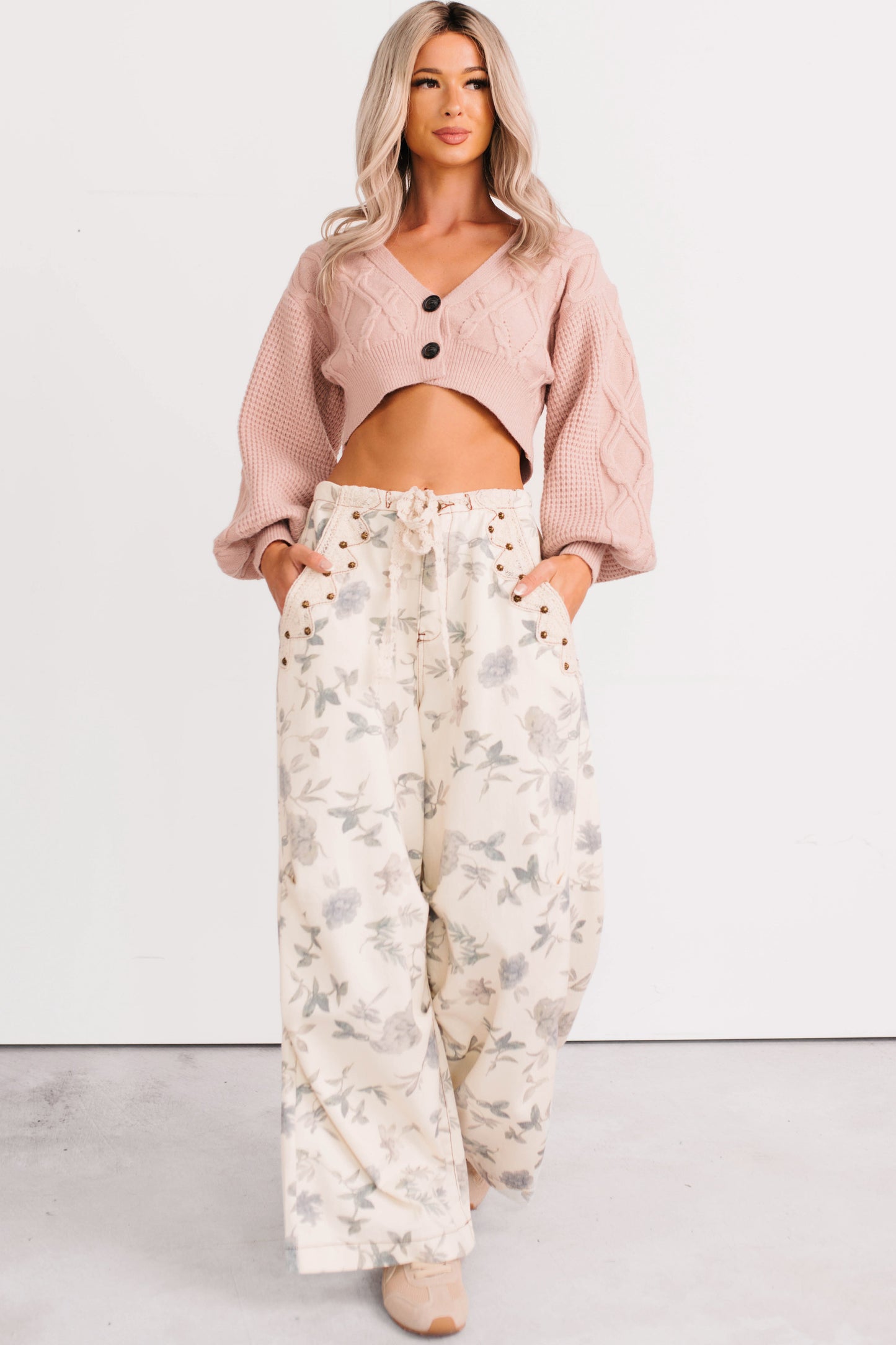 Lorelei Wide Leg Floral POL Jeans (Cream/Floral)
