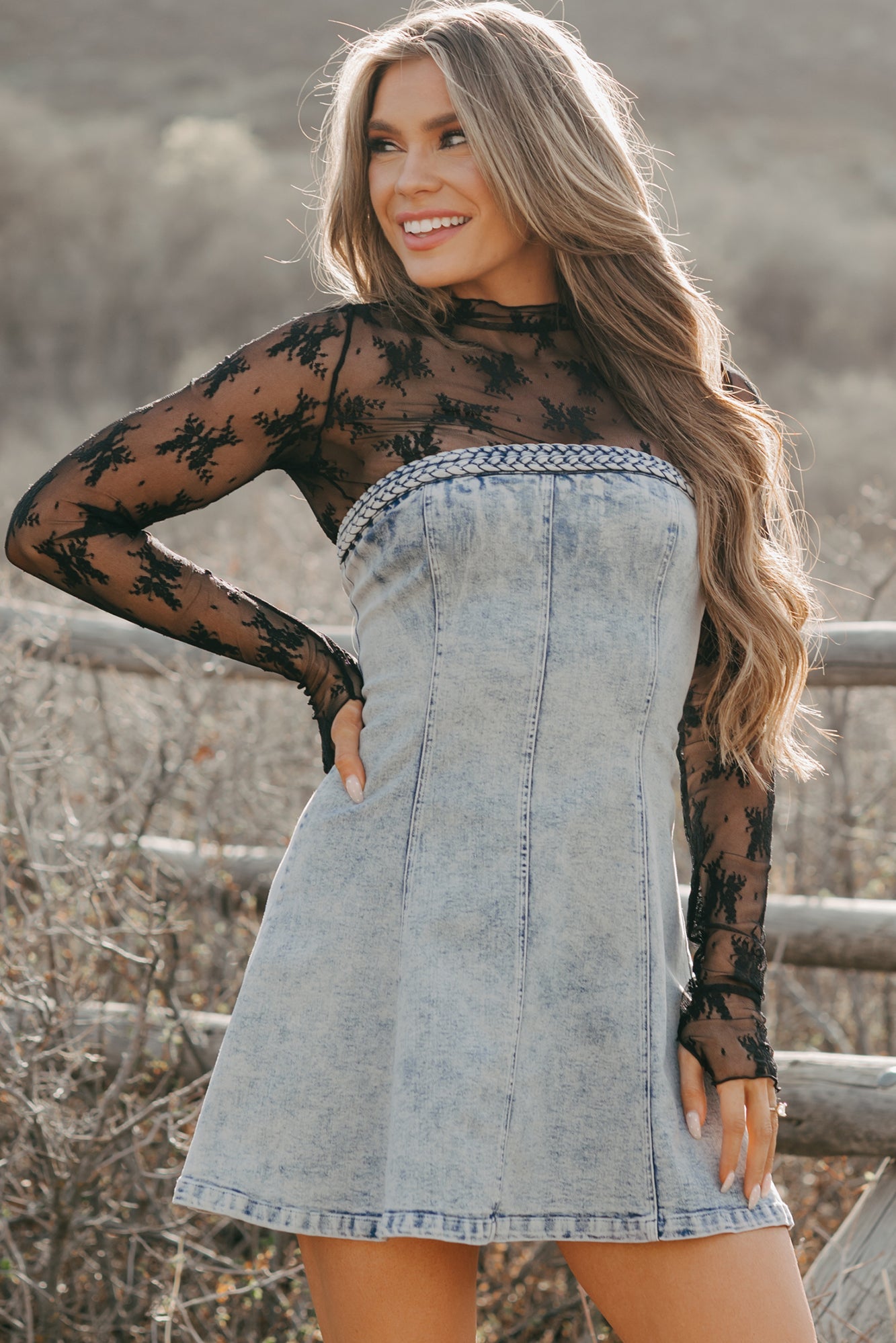 Letting It Go Strapless Denim Mini Dress (Light Denim)